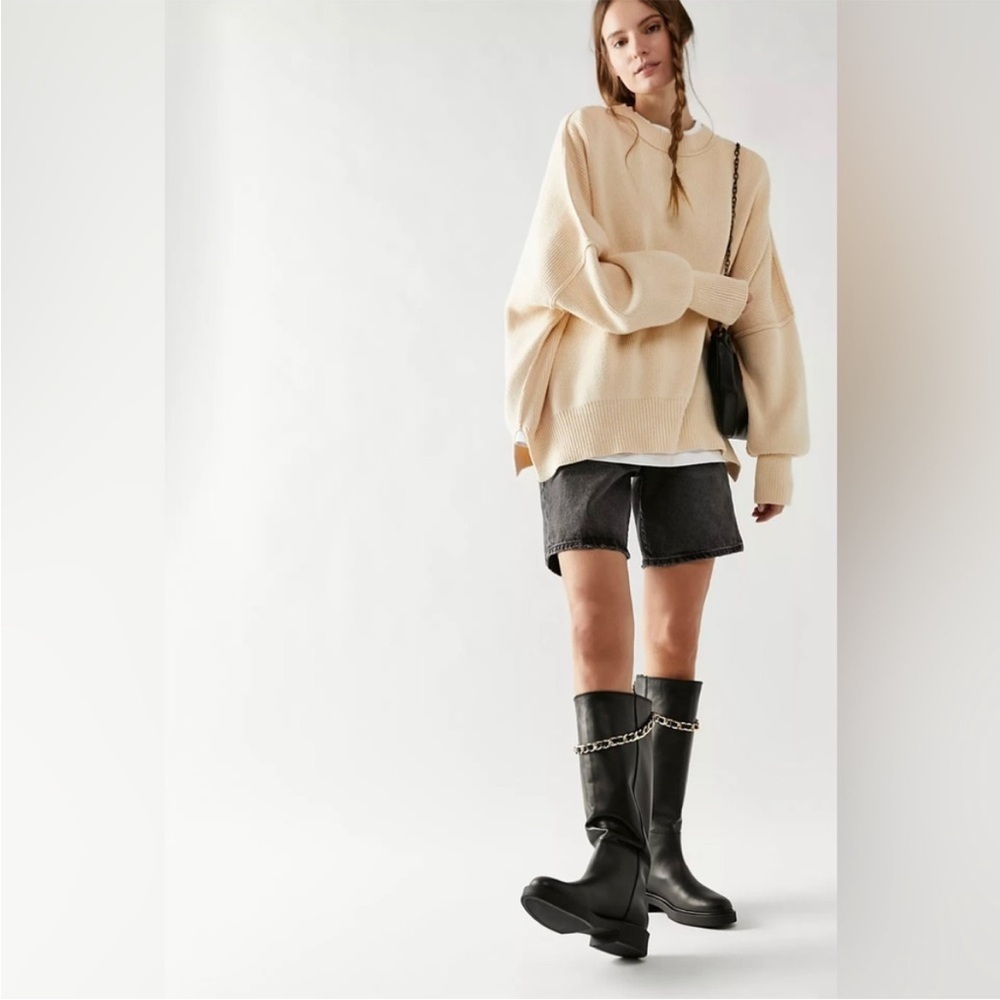 Free People Nude Crew Neck Sweater